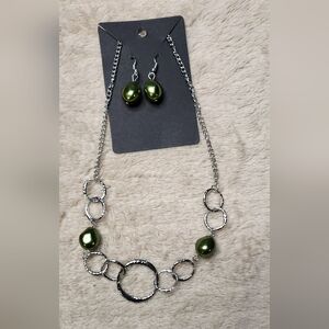 Jewelry - Silvertone and green